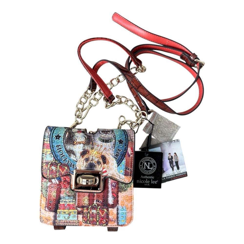 NICOLE LEE USA World Tour Dogs/Cats Hollywood Crossbody Designer Bag Purse (NWT)